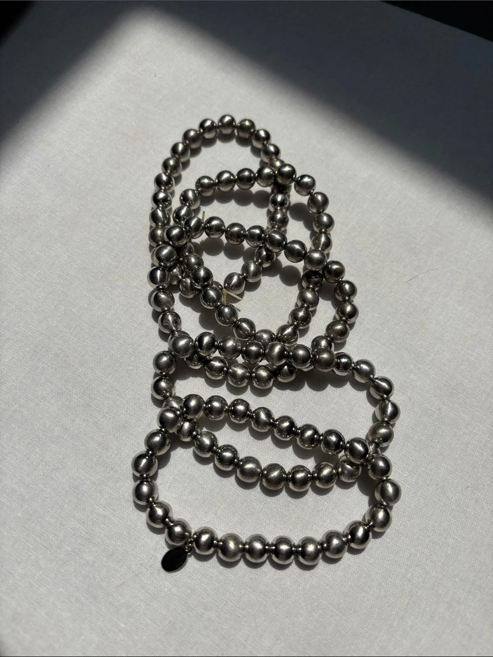 Silver color Beaded Stretch Bracelet Set of 5 stretch stackable- Women’s Jewelry